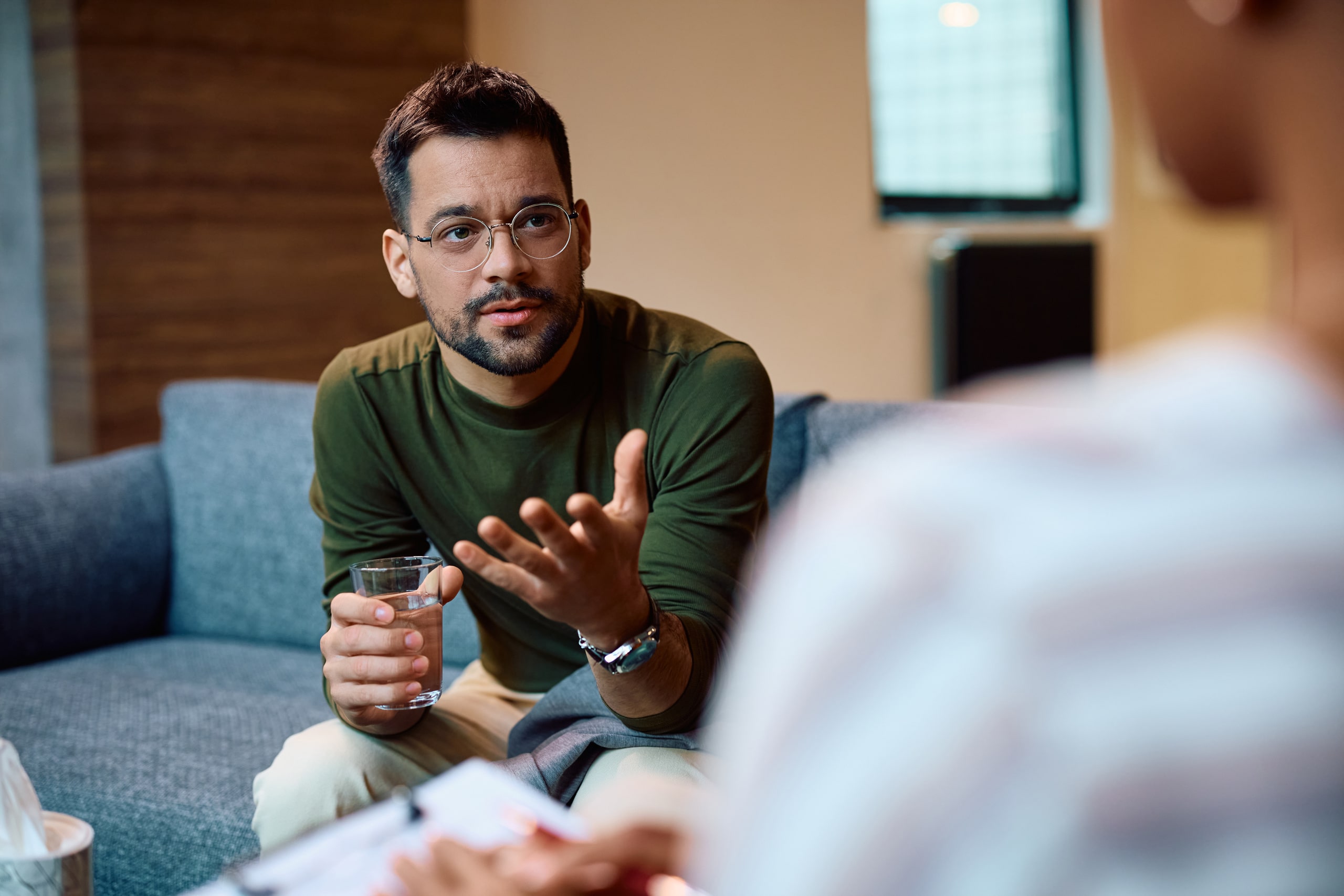man having psychology session
